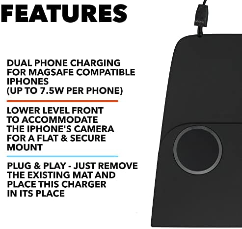 מטען אלחוטי כפול עבור מוסטנג מאך-אי | תואם ל- Magsafe אייפון 12 וחדש יותר | לא עובד עם טלפונים אנדרואיד